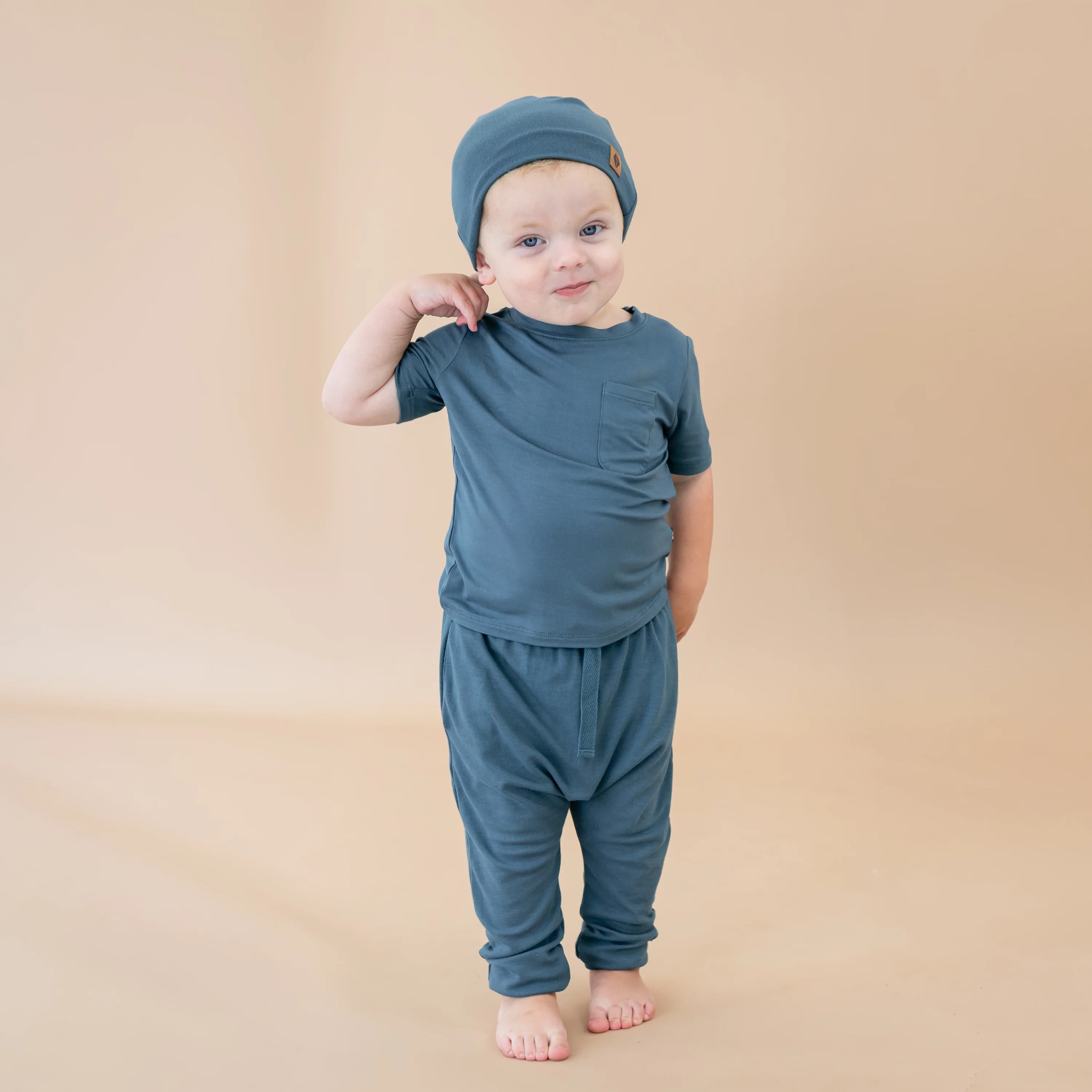 Bamboo Jersey Harem Pants in Atlantic - Image 4