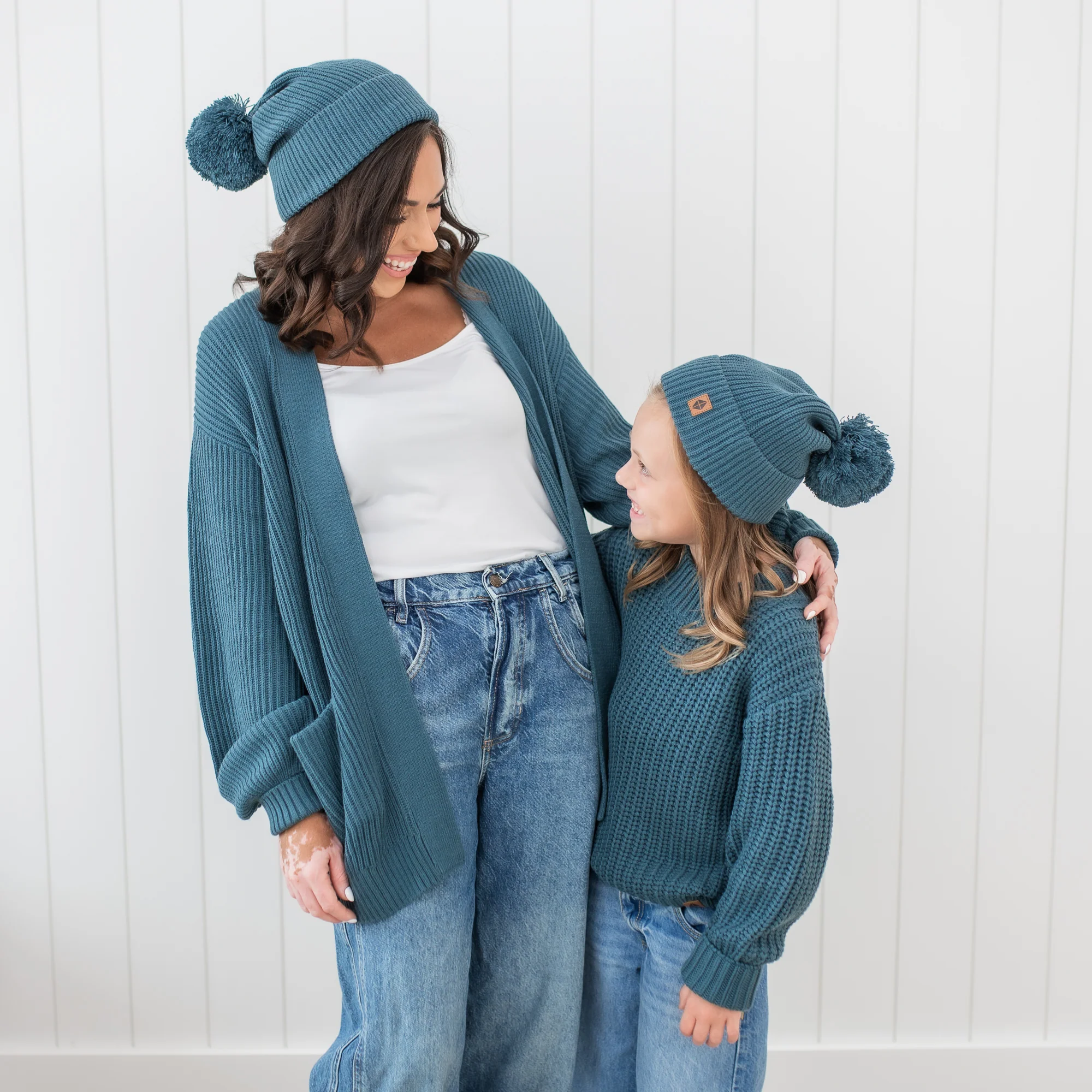 Chunky Knit Pom Beanie in Atlantic - Image 3