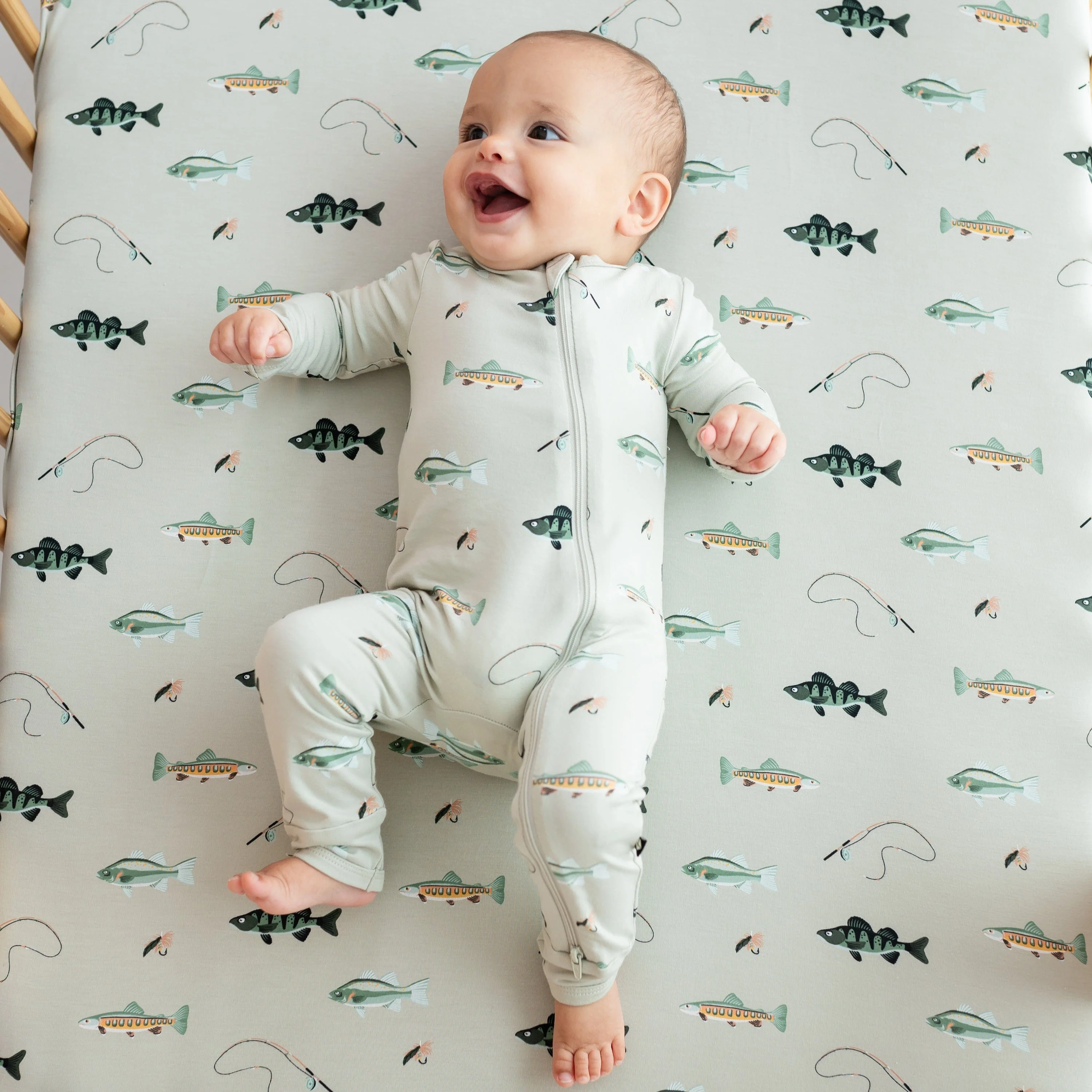 Zippered Romper in Fishing - Image 3