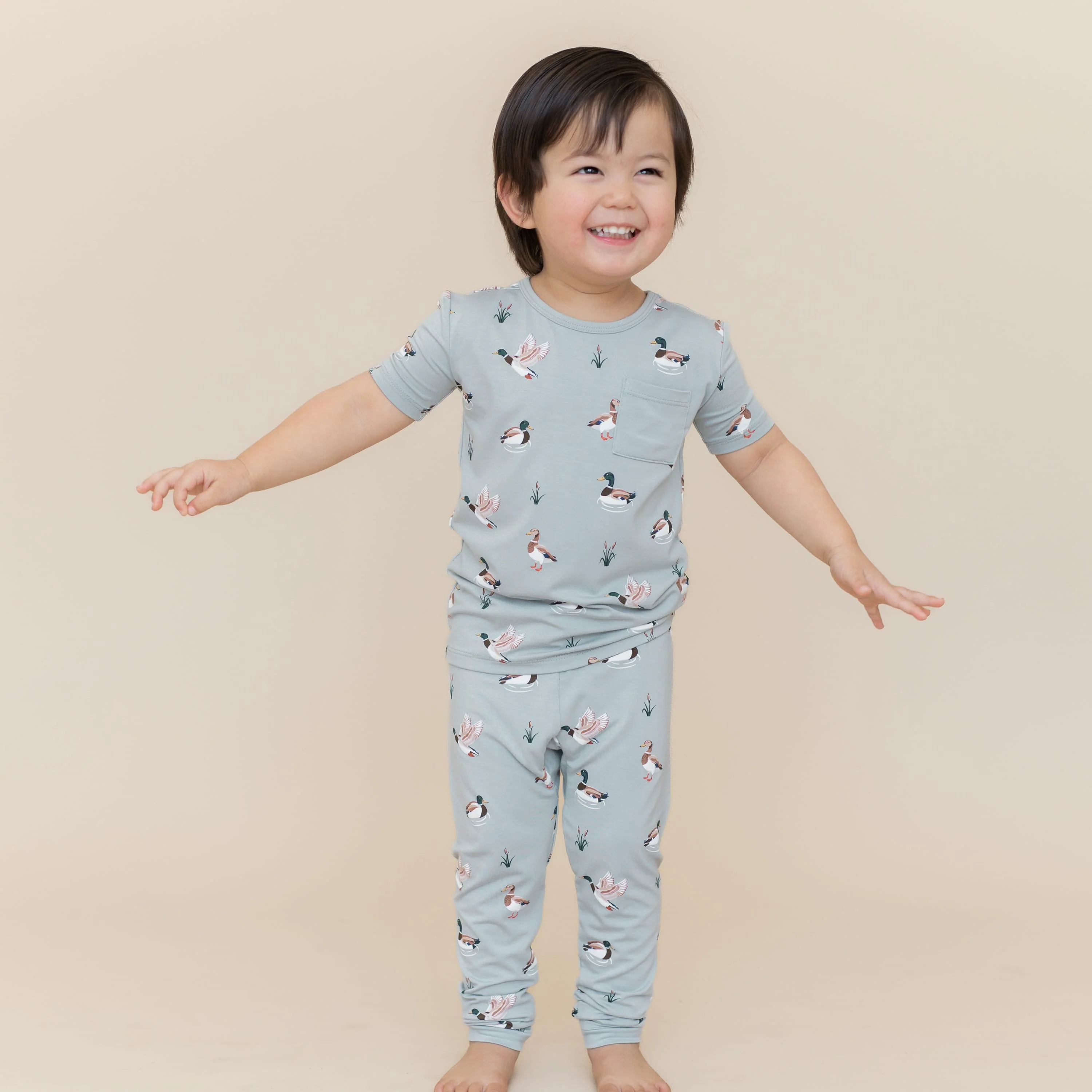Short Sleeve with Pants Pajamas in Mallard Duck - Image 4
