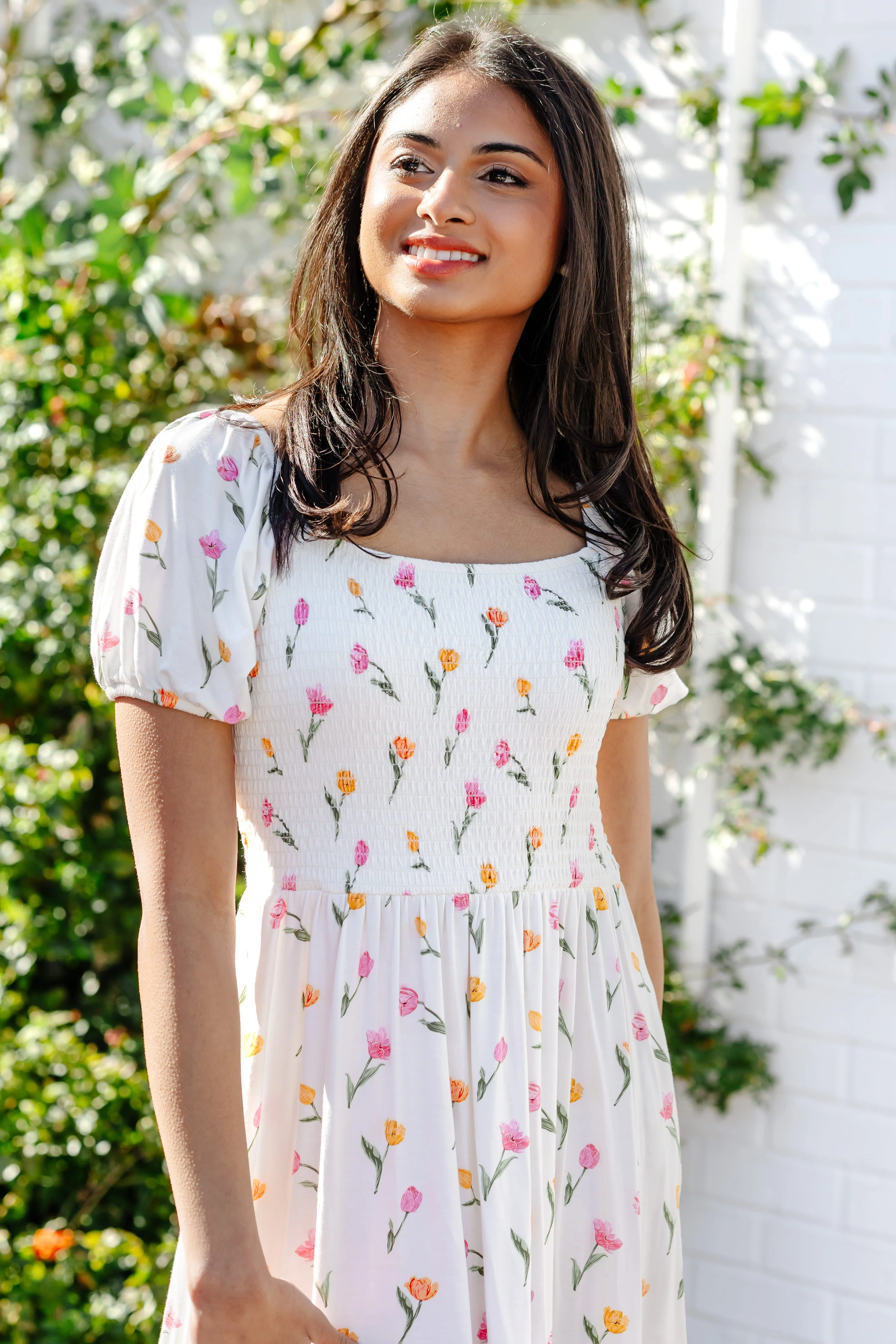 Women’s Smocked Dress in Tulip - Image 3