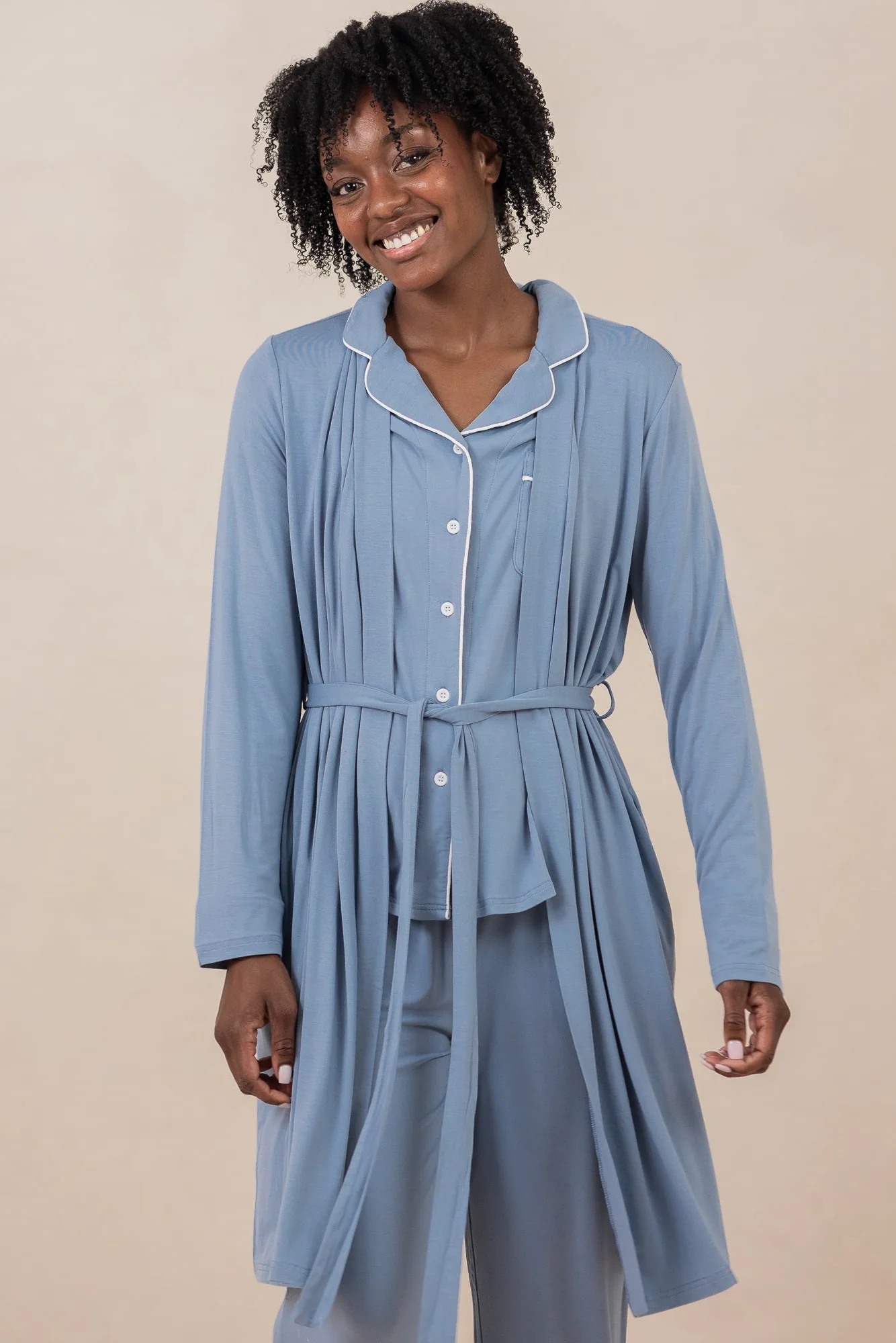Women's Lounge Robe in Slate - Image 2